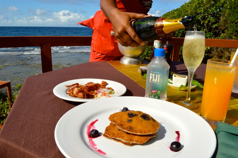 A close up of our private Champagne breakfast! It was delicious. The blueberry pancakes reminded me soo much of my best friend, Ally, who loves them! Miss you Als!
