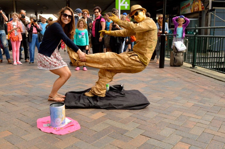 Just hanging out with the street performers before the ferry