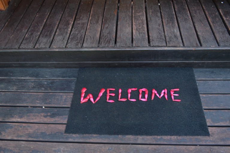 Welcome flowers waiting for us at our door step