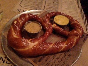 Hands down one of the best parts of our meal! A handmade pretzel with homemade honey mustard sauces. YUM.
